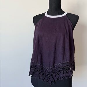 Charlotte Russe Dark Purple Lace Tank Top